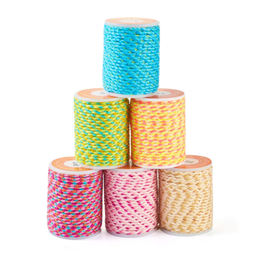 6 Rolls Polycotton Cord 4-Ply Handmade Macrame Cotton Rope for DIY Craft String Knitting String Wall Hangings Plant Hanger 1.5mm