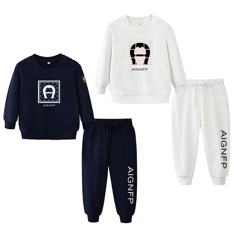 新生児用長袖セット-秋のベビー服-スウェットシャツ-コットン製-暖かいレタープリント-プルオーバー-幼児用パーカー-トップス-パンツスーツ