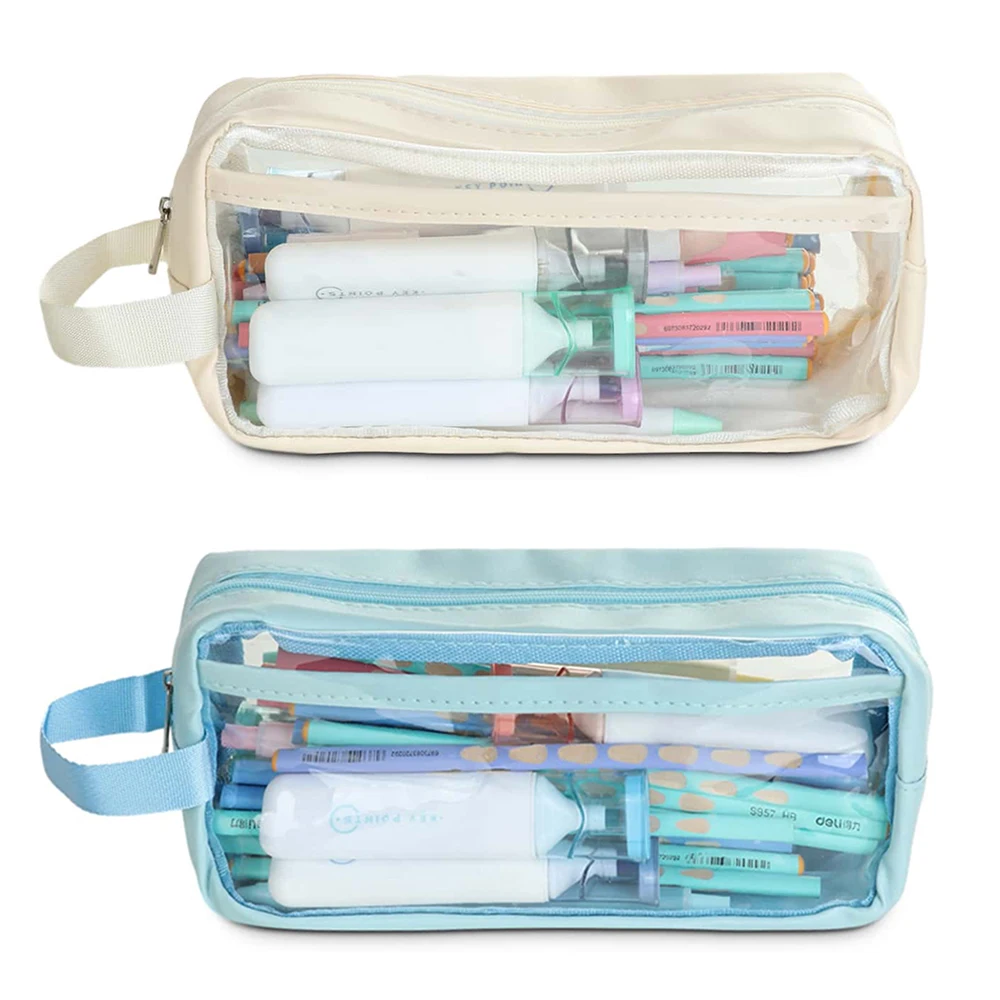 Large Capacity Transparent Pen Case Japanese Style