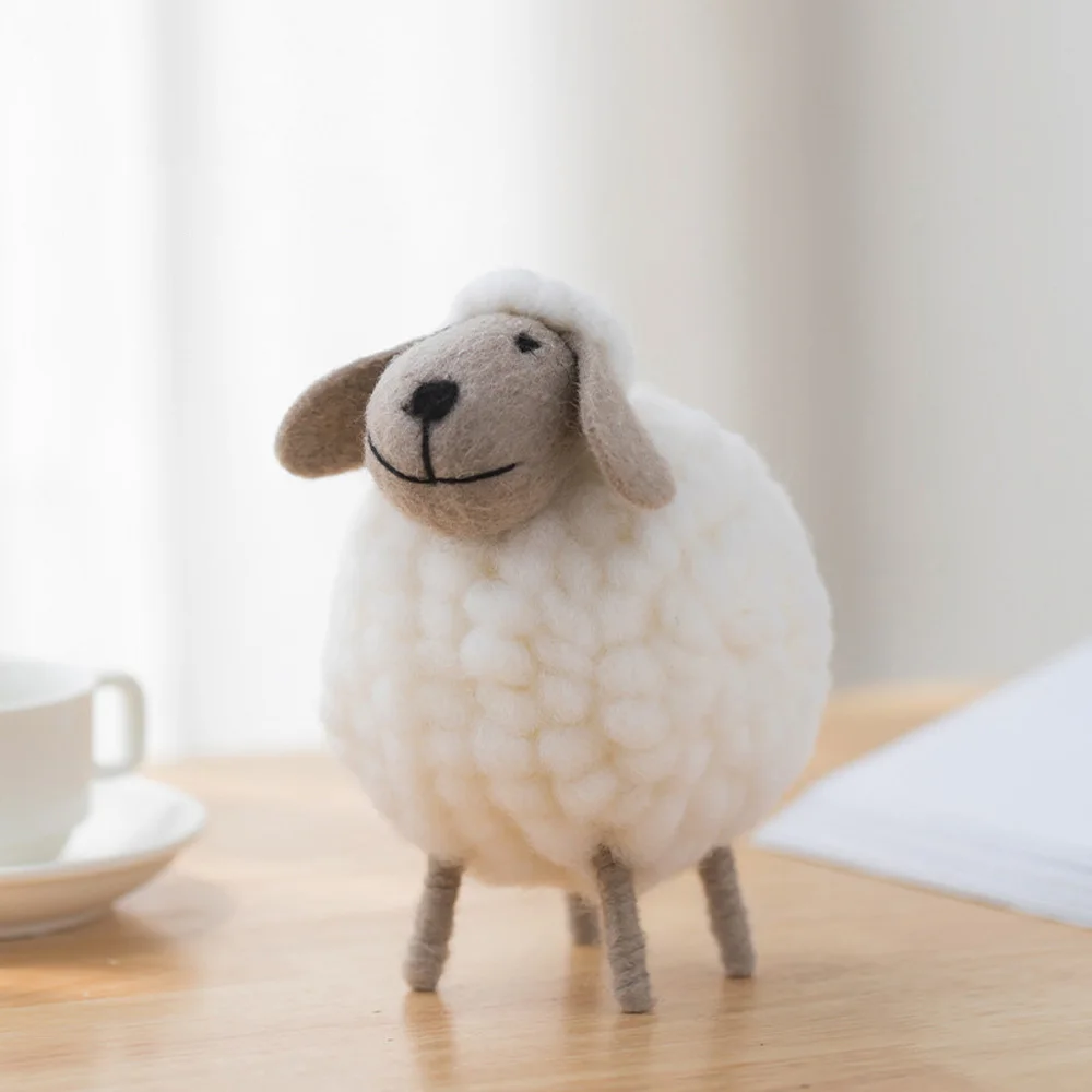 

Small Mini Wool Christmas Holiday Xmas Statue Miniature Home Decoration Felt Sheep Figurines Party Supplies