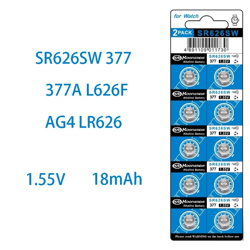 1Card AG4 LR66 377 1.55V Button Batteries For Watch Toys Remote 377A 376 SR626 196 SR626SW CX66 L626 Cell Coin Alkaline Battery