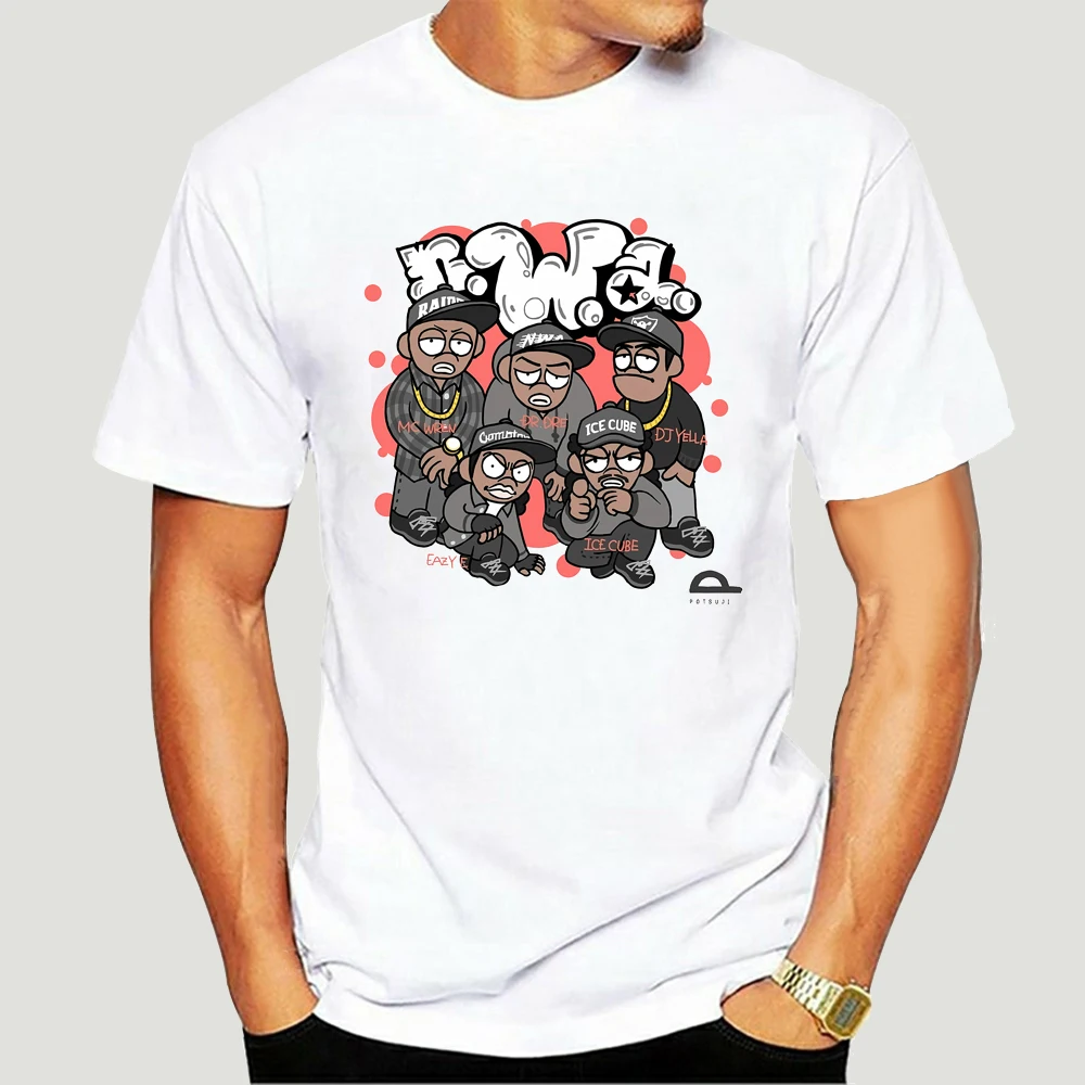 FPACEN.W.A. Men T-shirt NWA Ice Cube Dr Dre Eazy E DJ Yella MC Ren Tee Rock Band Hip Hop Shirt 2582X