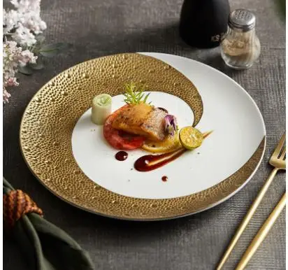 

Elegant Ceramic Dinner Plates Round Cooking Cutlery Pasta Sushi Steak Plate Minimalist Home Kitchen Specialty Snack Dessert Dish
