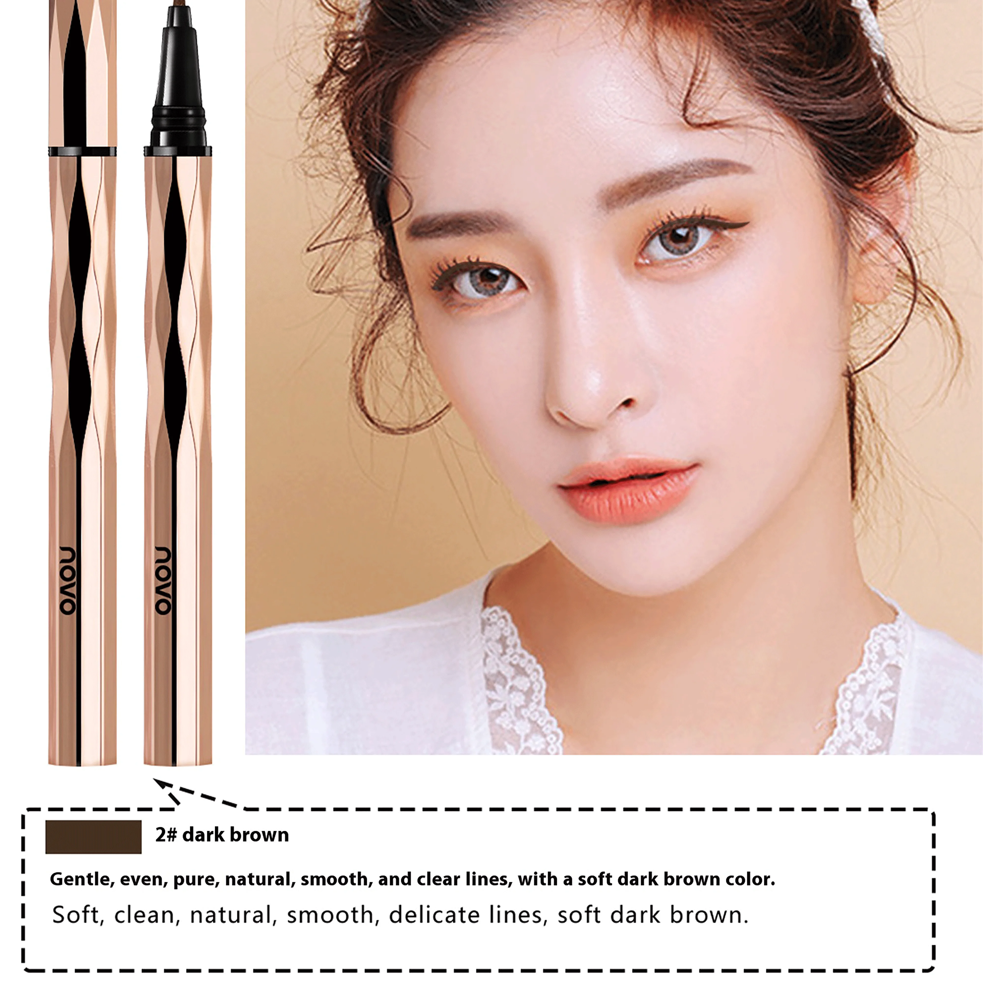 قلم كحل NOVO مقاوم للماء والعرق مع تركيبة ملونة سريعة التي يبقى ولا يتلطخ. #4