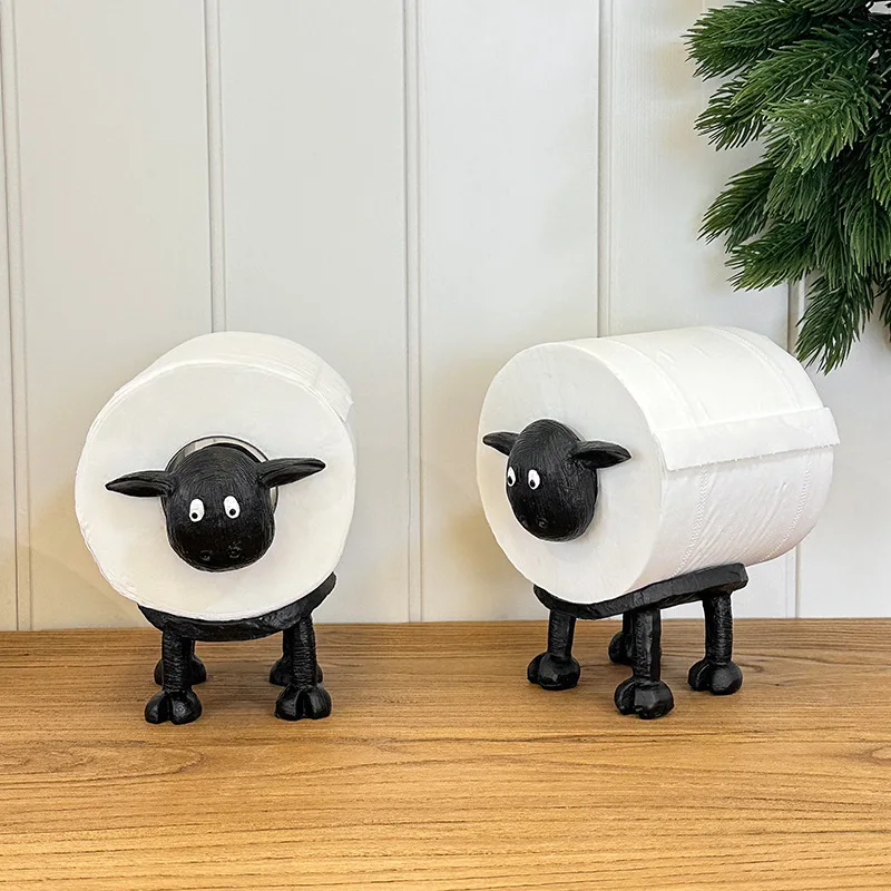 

Sheep-Shaped Toilet Paper Holder Resin Roll Creative Home Bathroom Livingroom Coffee Table Decoration Home Roll Paper Holder