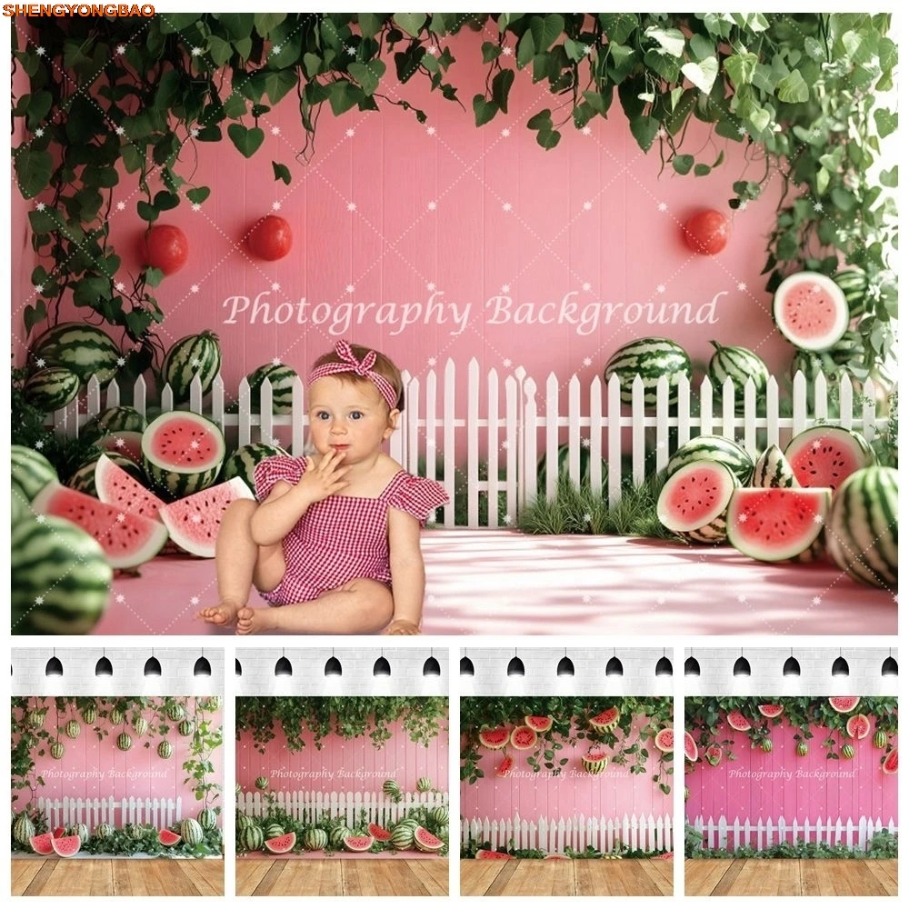 

Newborn Baby 1st Birthday Photography Backdrop Fruit Watermelon Party Baby Shower Portrait Cake Smash Photo Backrgound Studio
