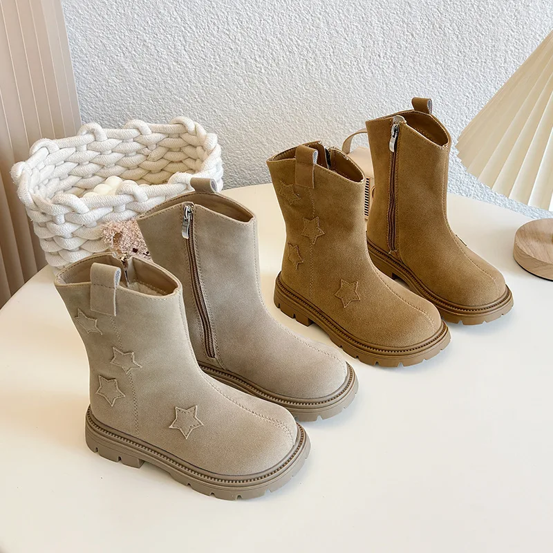 

Kids'Casual Shoes Snow Boots PU Leather Fashion Winter Outdoor Shoes For Girls Keep Warm Anti-slip Yellow Khaki Size 26-35