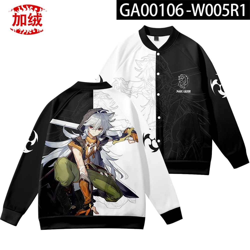 New genshin impact Print Harajuku Baseball Sweatshirt Casual Baseball Jacket Men/Women streetwear winter Clothes