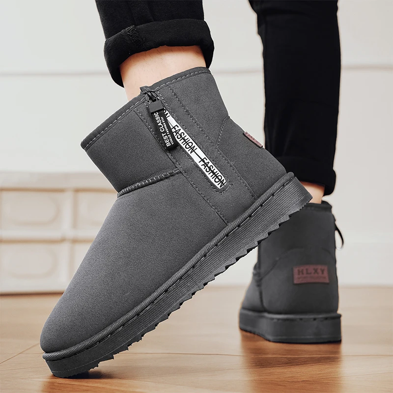 Коричневые мужские зимние ботинки, уличные теплые плюшевые зимние ботинки, мужские меховые ботильоны для женщин, хлопковая обувь без шнуровки botas masculino