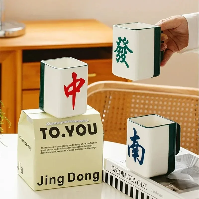 Chinese Creative Mahjong Cup Ceramic Mug Office Tea Cup Water Afternoon Tea Coffee Cup Home Fruit Juice Drink Drink Set Gift