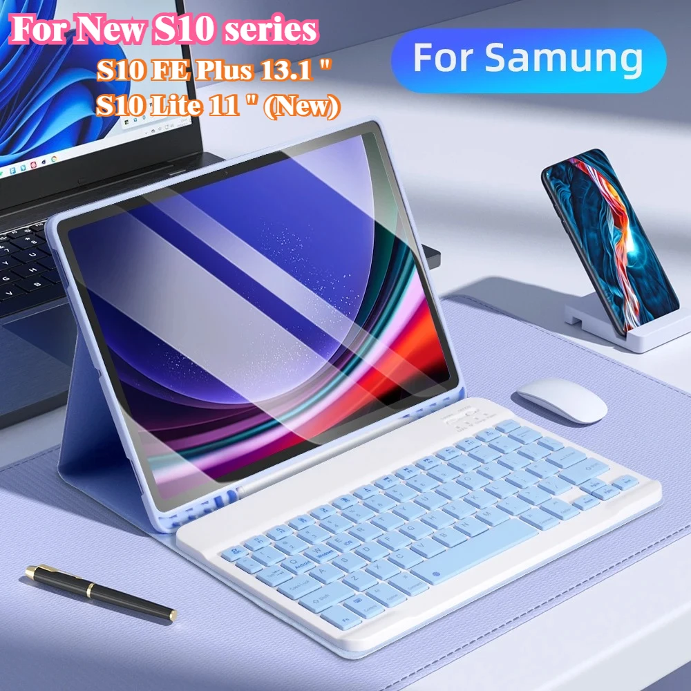 

For S10 Series New Keyboard Case for Samsung Galaxy Tab S10 Lite S10 FE Plus + S10 Ultra Funda Keyboard Shockproof Tablet Cover