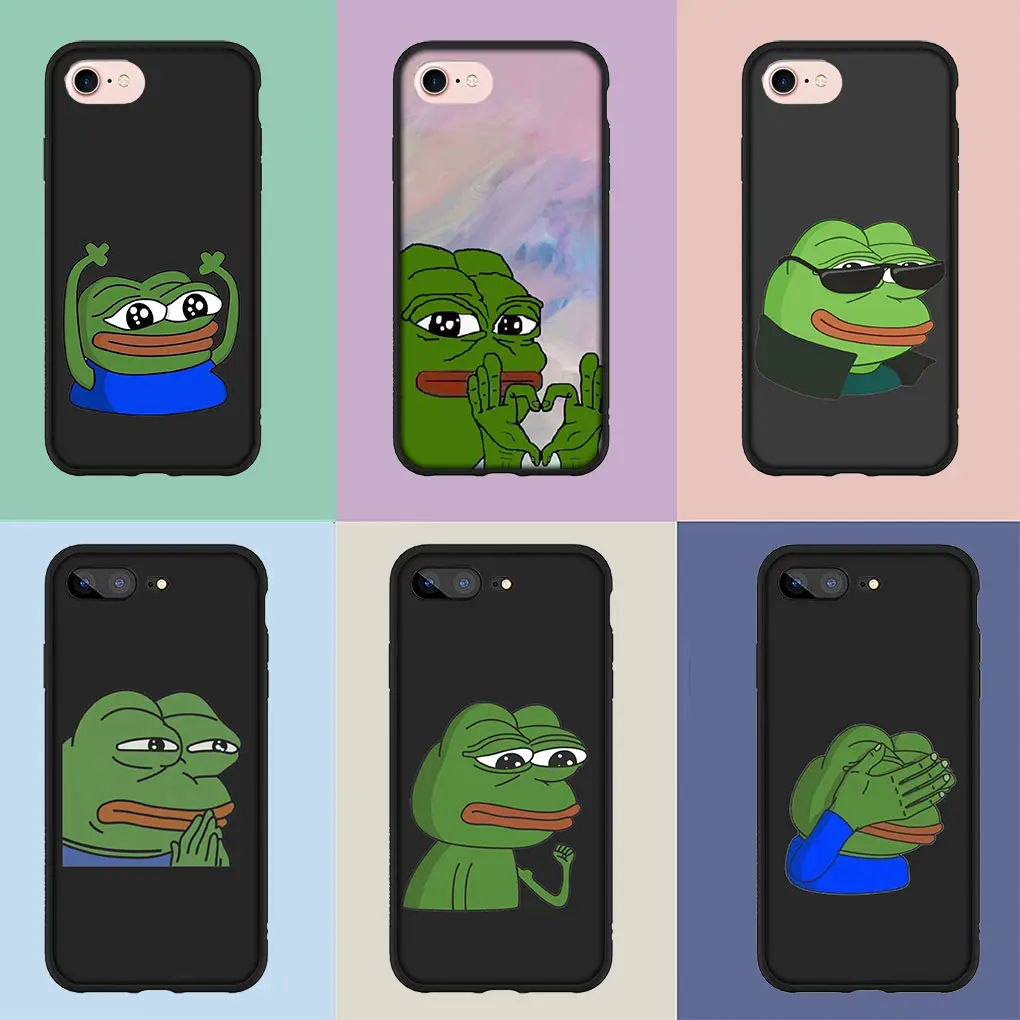 Sad Frog Pepe Funny Phone Cover Case for Apple iPhone 15 14 Plus 13 12 Mini Pro Max XR + 13Pro 14+ 15+ Funda Coque Soft Casing