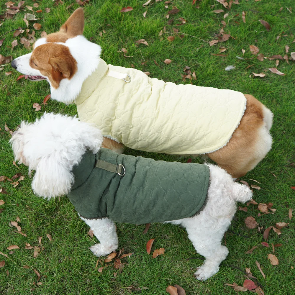 New Pet Cotton Clothes Velvet Autumn and Winter Dog Clothing Small Dog Warm Corgi Clothes Can Be Towed Pet Products