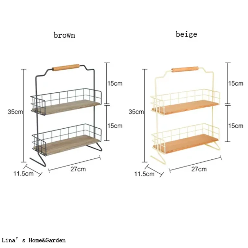 2-Tier Wooden and Metal Tabletop Organizer Stylish and Versatile Home Shelf Stand
