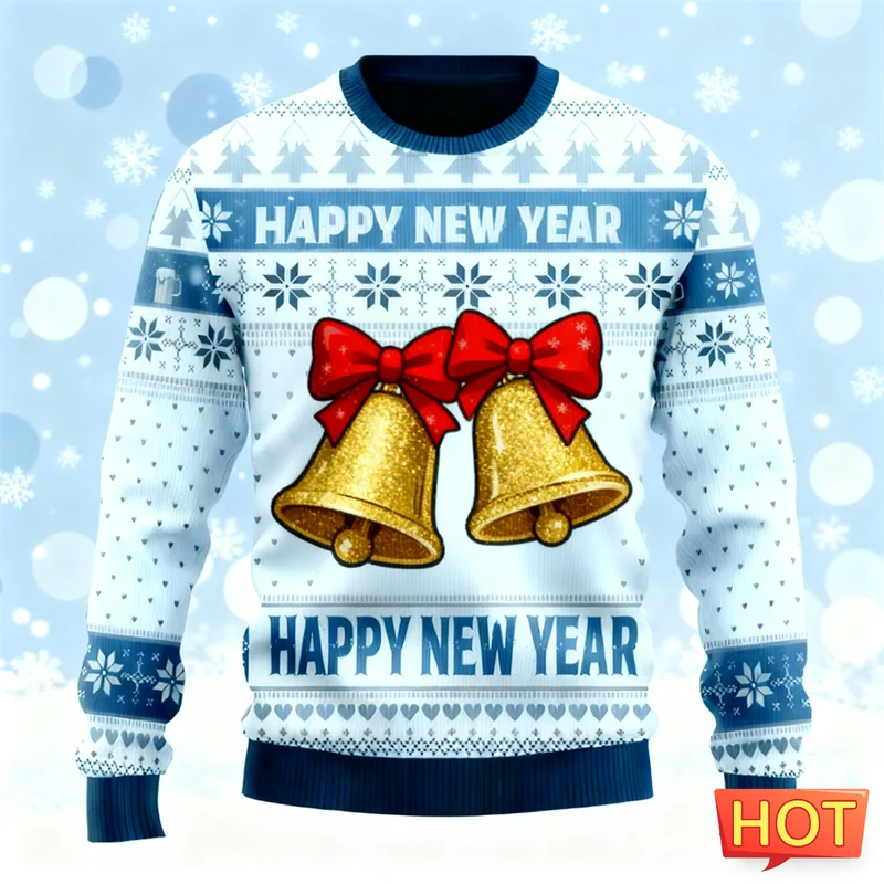 2026 جديد سنة جديدة سعيدة خطابات بلوزات بسيطة موضة عطلة ارتداء ثلاثية الأبعاد مطبوعة القبيح عيد الميلاد سترة بلايز المتضخم عادية #2