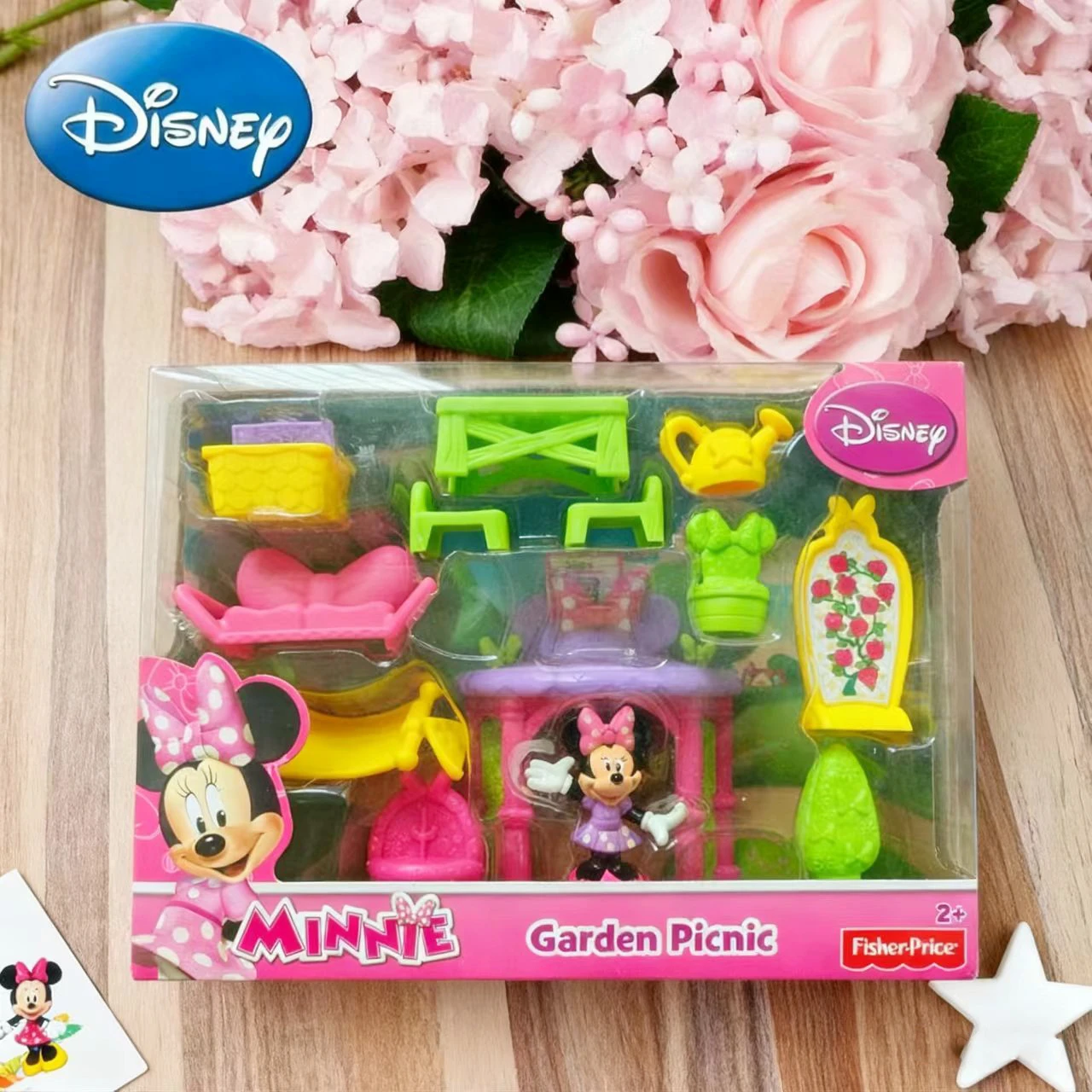 

Disney Fisher Price Minnie Mouse Garden Picnic 2014 Mickey Mouse Fashion Fun Girl Playing House Dressing Model Toys Figure Toys