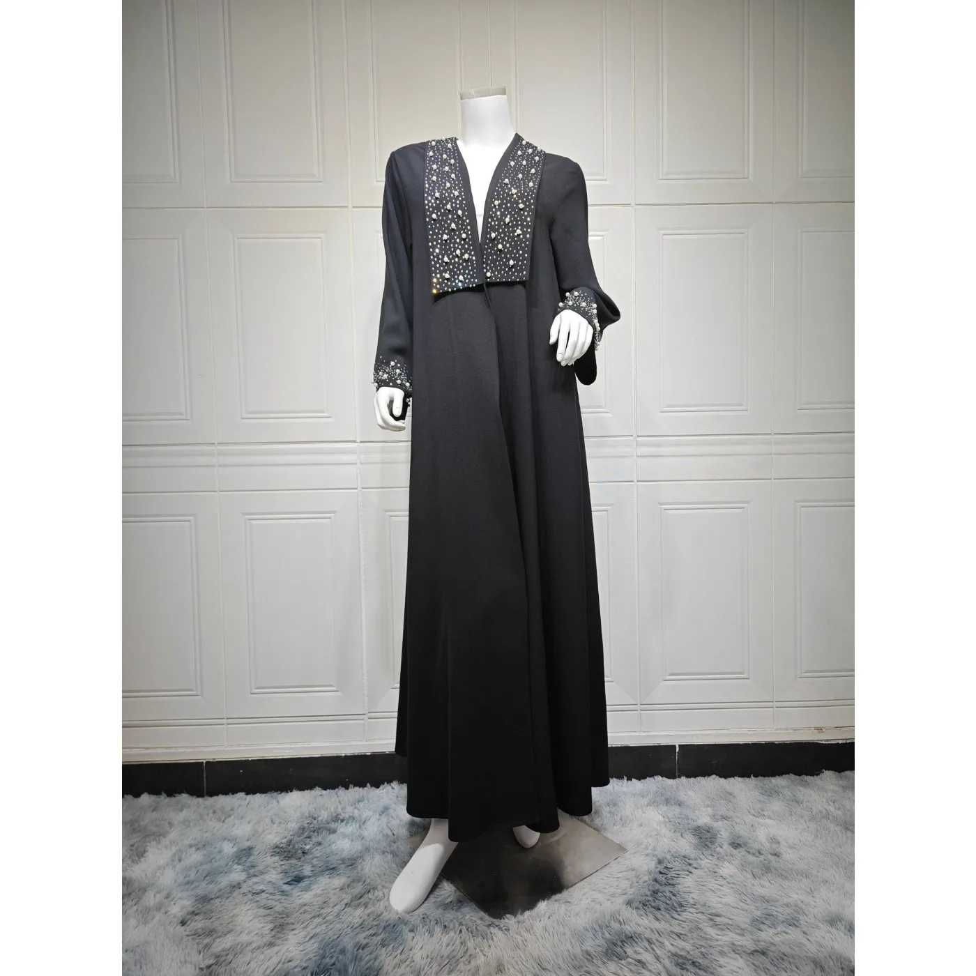 Eid Muslim Luxury Diamond Robe Coat Casual Commute Modest Cardigan Abaya Jalabiya Dubai Elegant Pearls Party Dress for Women New