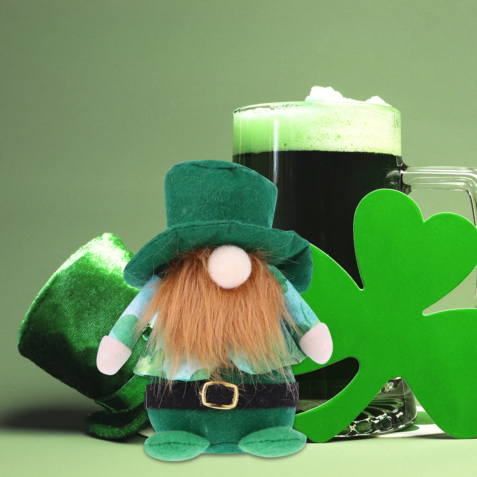 

1 шт. Декоративная фигурка гнома в шляпе Святого Патрика, 3D, ручной работы, мягкий декор для стола, полки, вечеринки, реквизит для фото