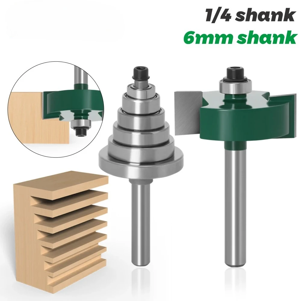 

Профессиональный набор фрез для кромки с 6 подшипниками — хвостовик 1/4 дюйма и 6 мм для точной резки деревянных краев и шипов
