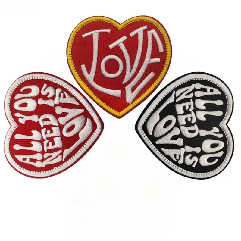 

All you need is love sets popular embroidered patches heart shape punk pattern and personalized words embroidery patches heart