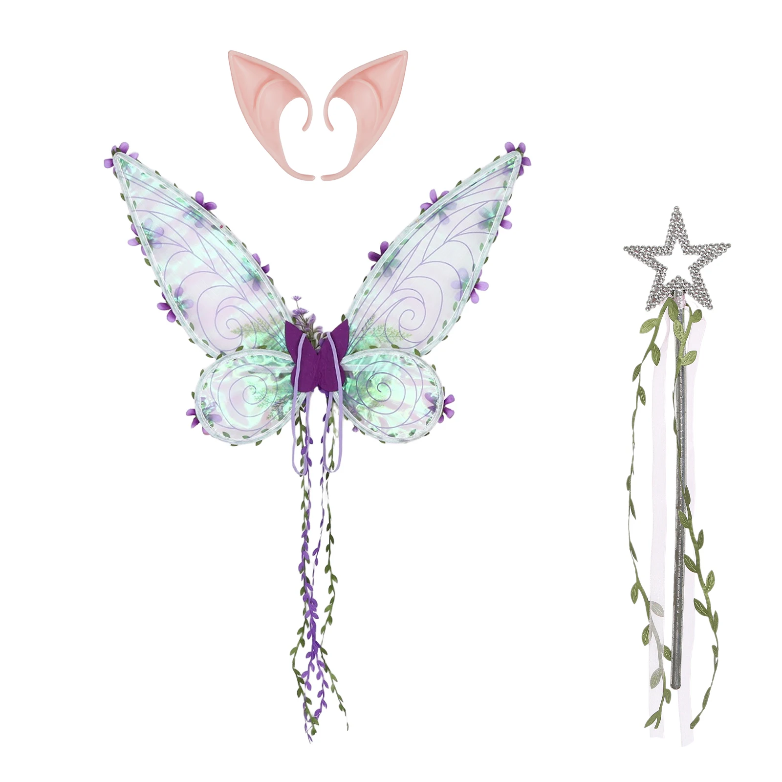 

Adults Girls Fairy Butterfly Wings Princess Angel Wing Rhinestones Star Fairy Wand Elf Ears Halloween Party Favor Christmas Gift