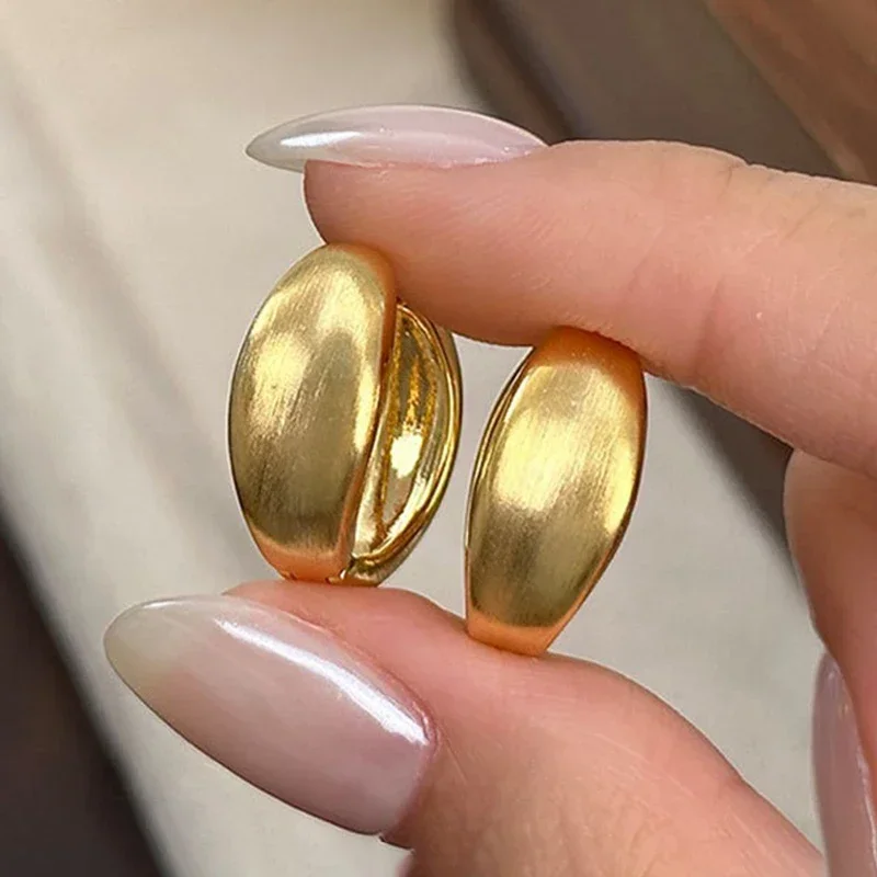 

Real 925 Sterling Silver 18K Gold Geometric Hoop Earrings for Women Minimalist Round Fine Jewelry Trendy Accessories