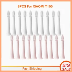 8PCS For XIAOMI MIJIA T100 Replacement Brush Heads Sonic Electric Toothbrush Vacuum Package DuPont Soft Bristle Suitable Nozzles