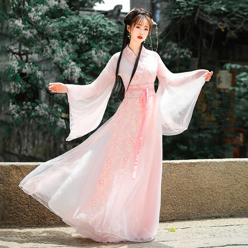 Cherry Blossom Hanfu Women's Improved Chinese Ancient Style Waist-length Ancient Costume Dance Performance Dress Hanfu