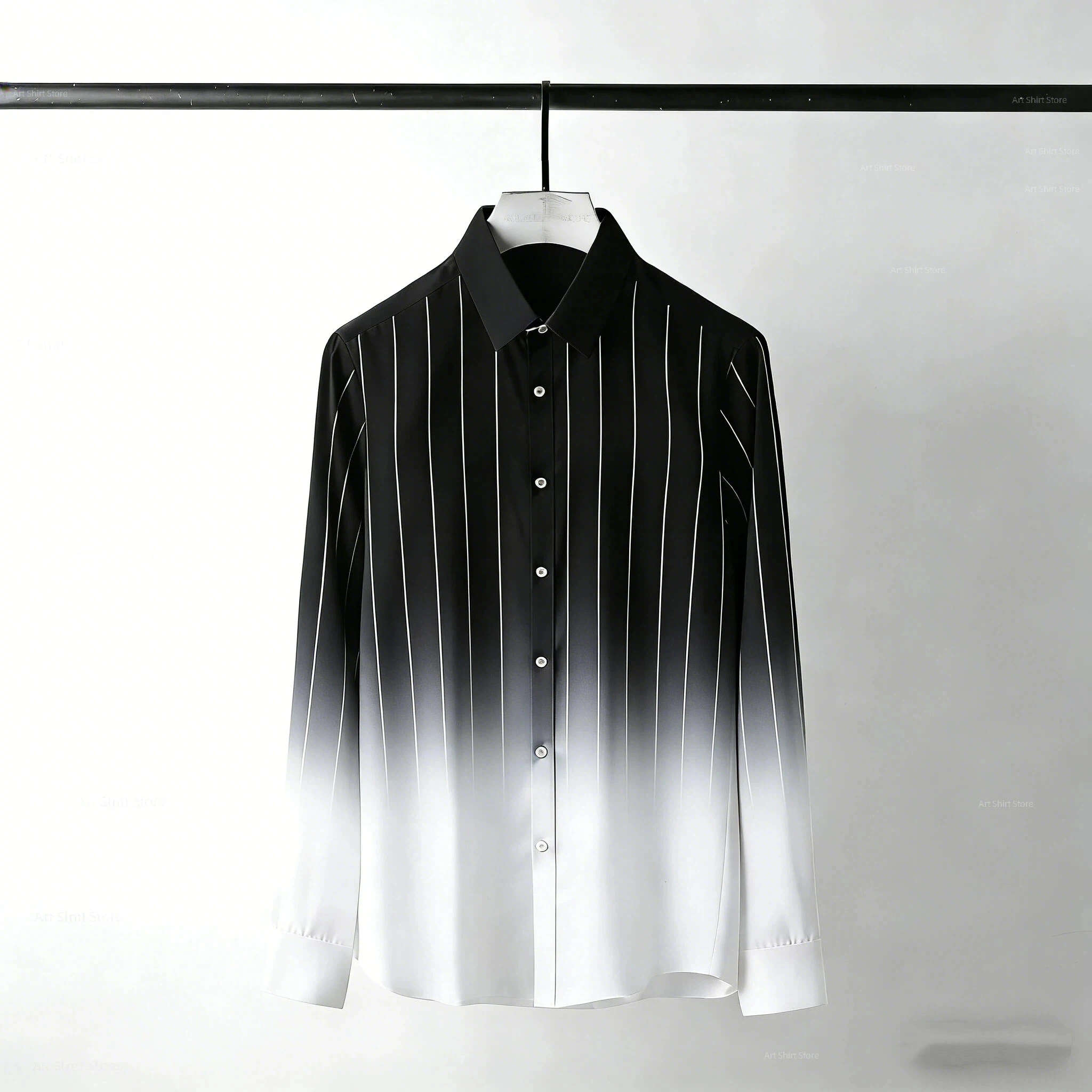 

New and popular style on the street, hot sale gradient striped casual fashion men's long-sleeved shirt, multiple colors availabl