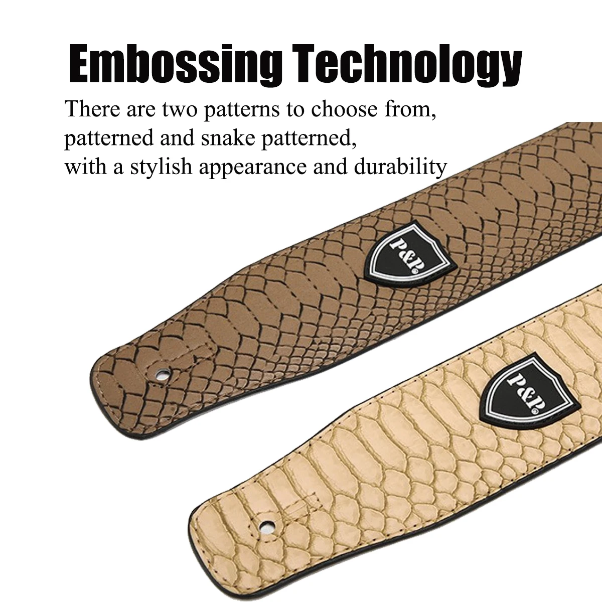 P&P Professional Serpentine Guitar Strap, Adjustable 33.8