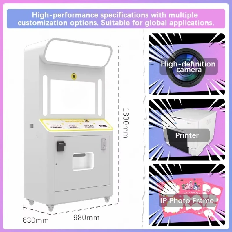 custom portable photo booth large viewing kiosk fitted camera printer flexible assembly for mall gathering wholesale purchasers
