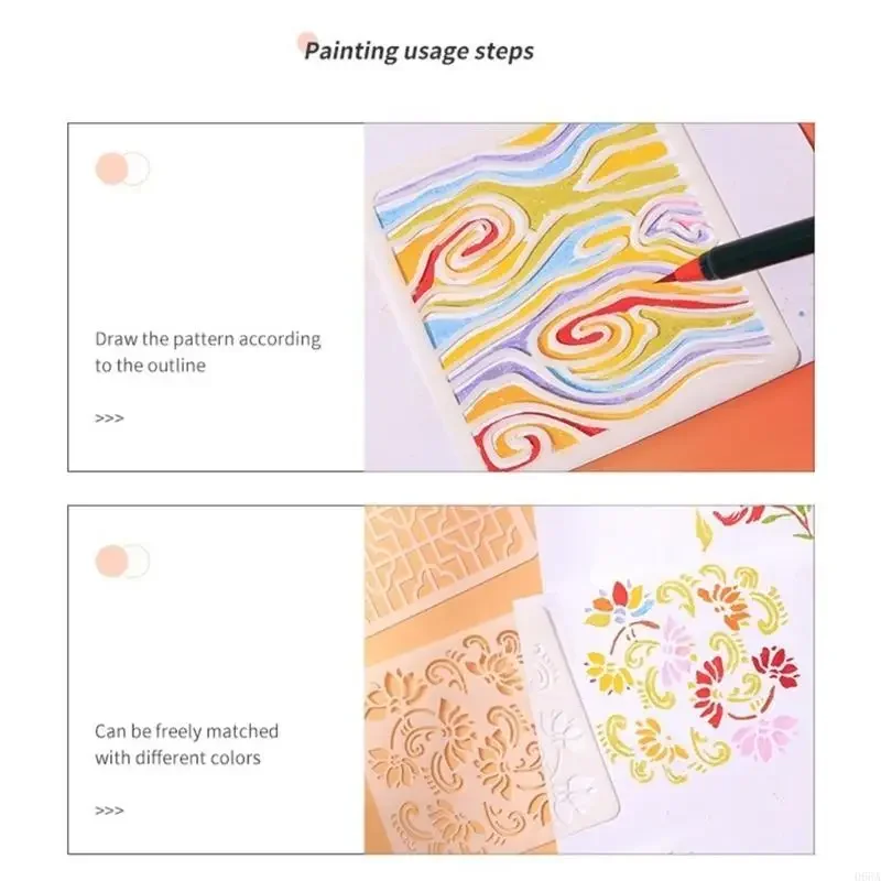 6개 PET 템플릿 공예 스텐실 꽃 카드용 스텐실 학교 과제 및 예술적 표현