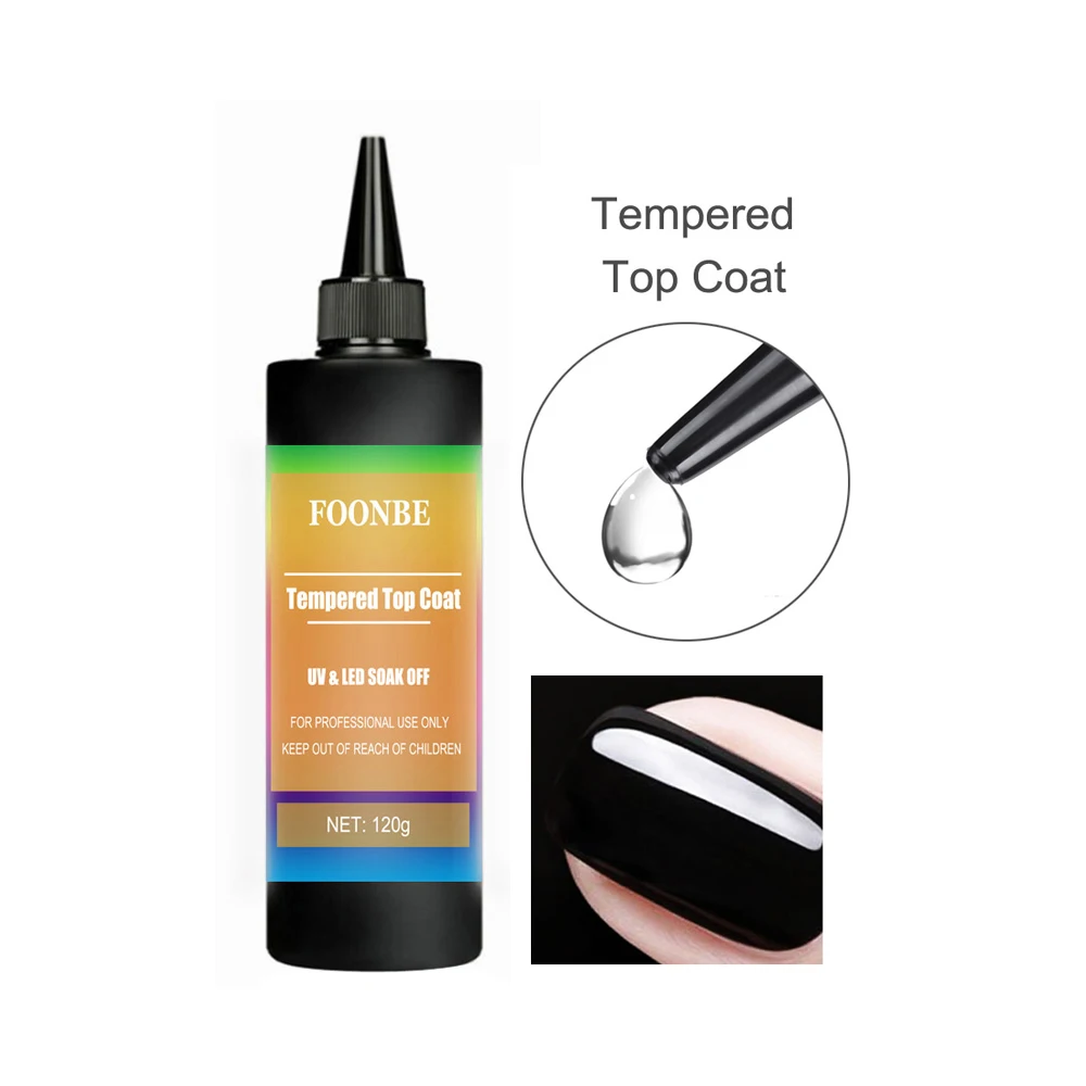Foonbe 120g Top Coat Gel Smalto per unghie Base Gel Opaco Temperato Top Coat Vernice semipermanente Soak Off Nail Art Gel funzionale