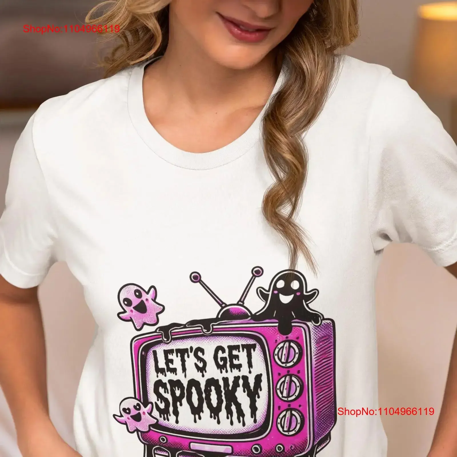 

Let's Get Spooky Винтажная футболка на Хэллоуин в стиле ретро, сезон призраков, милые призраки, верхняя идея, винтажная стираная повседневная слегка растянутая футболка