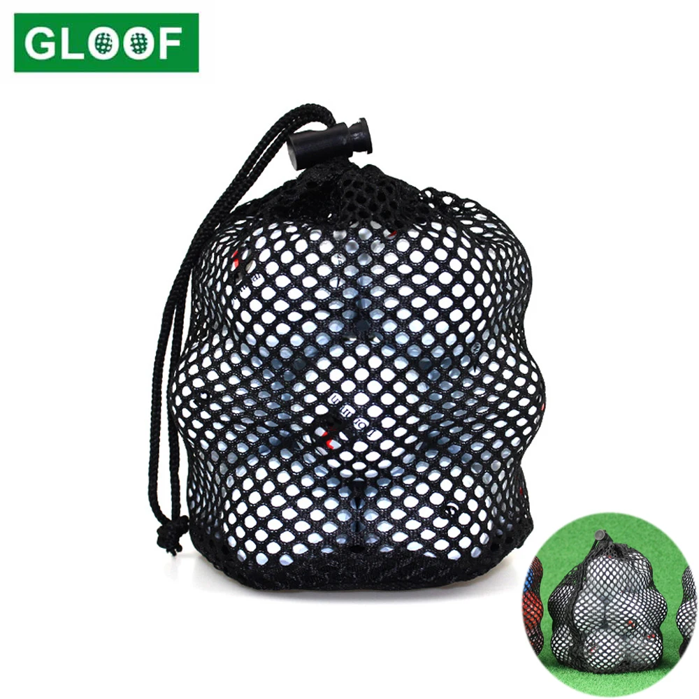 1Pcs Black Nylon Golf Ball Bag Pouch Golf Table Tennis 16 Balls Carrying Holder Drawstring Closure 17x12cm