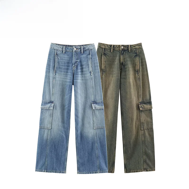Fashionable Versatile Mid-Waist Workwear Jeans Women's Straight Leg Non-Stretch Polyester Denim Autumn New Arrival