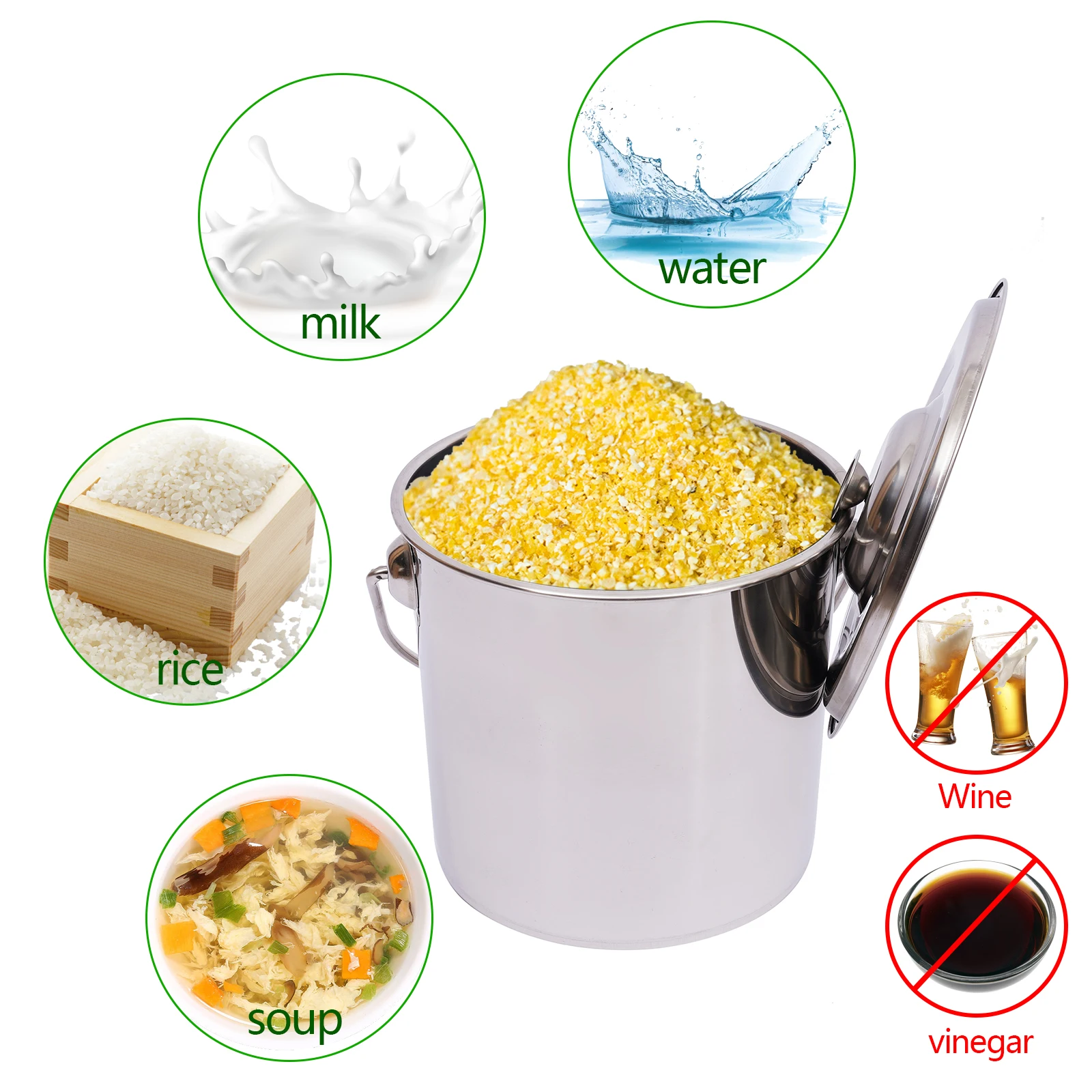 

12L Stainless Steel Milk Can – Food-Grade Bucket with Lid, Thickened Handle and Bottom, Ideal for Cooking, Storage, and Transpor