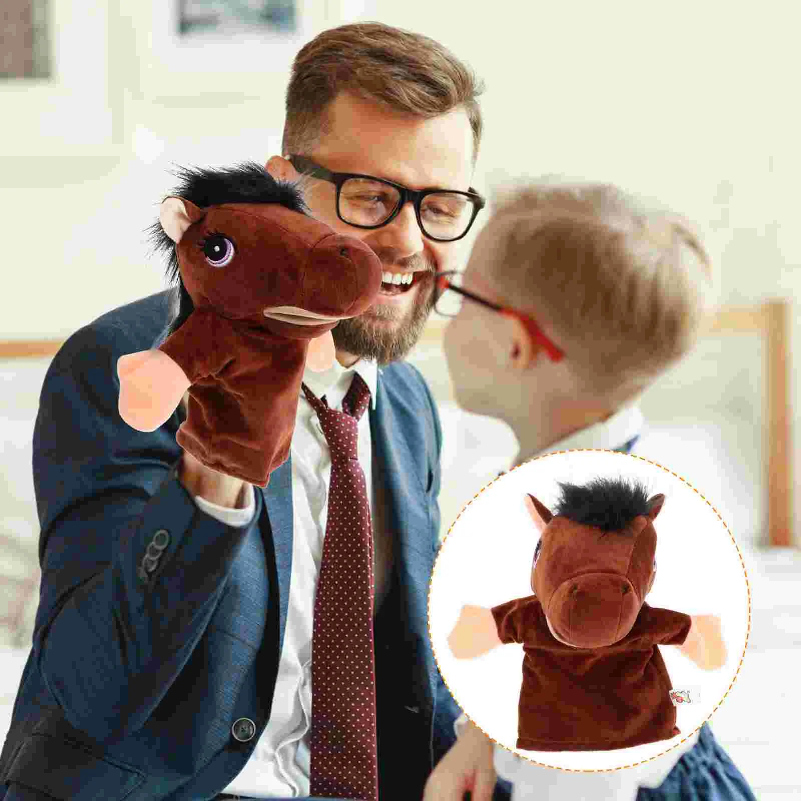 Stofftier-Handpuppe, Pferd, Plüsch mit beweglichem Mund, Geschichtenerzählung, Strumpffüller für Babys