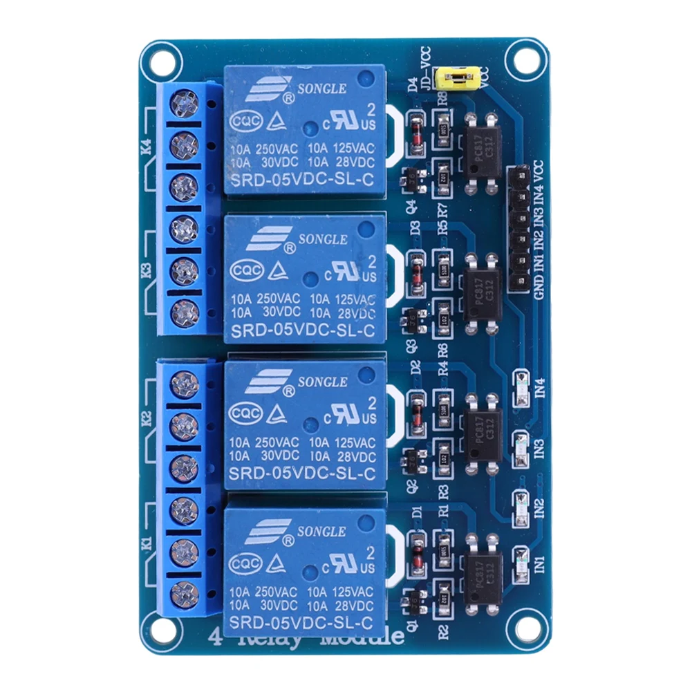 4 Way Relay Module AVR 51 PIC 5V 12V 4-Channel Relay Module with Optocoupler Relay 4 Way Relay Module Shield for Arduino