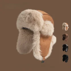 High Quality Winter Velvet Suede Lei Feng Hat Men and Women Outdoor Riding Warm Ear Protection Skiing Ushanka Russia Cap Gorras