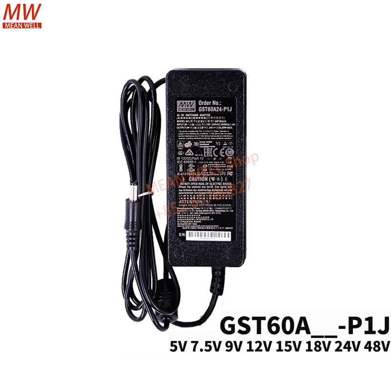 MEAN WELL Power Supply Original 60W AC-DC Reliable Green Industrial Adaptor GST60A24-P1J GST60A05 07 09 12 15 18 28 48-P1J