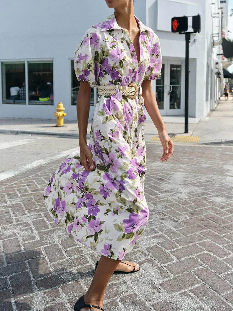 

Весна 2026: Новое высококачественное женское платье с цветочным принтом, поясом на талии, в этническом стиле, модное, элегантное, артикул 02907