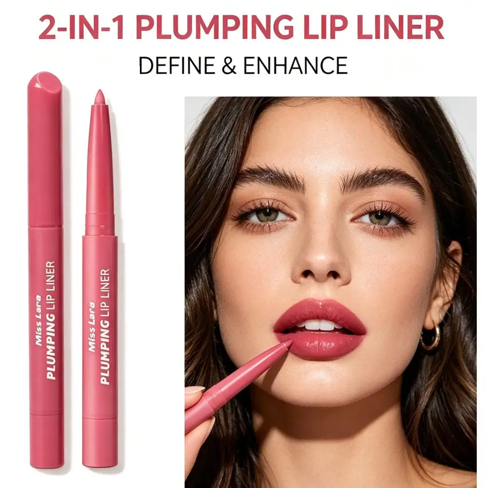 Dual-ended Lip Liner Pencil Matte Velvet Texture Smooth Easy Coloring With Smudge Brush Waterproof   For Daily Cosmetics Use
