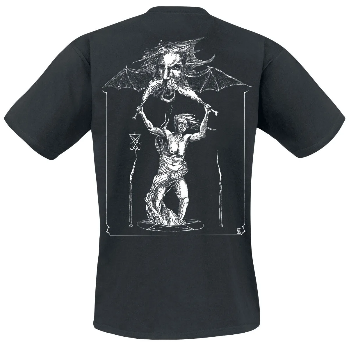 Testament Occult Art Tee, Thrash Metal T-Shirt with White Logo & Black Mythology Back Print, Testament Fan Merch