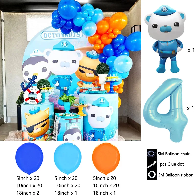 Octonauts Balloon Garland Kit Captain Barnacles Kwazii Foil Mylar with Blue Latex Kids Under the Sea Birthday Party Arch Decor - view 5
