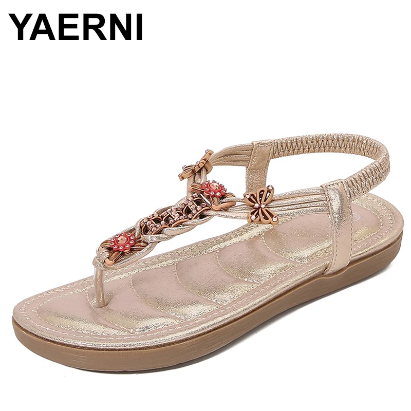 

Женские новые летние римские сандалии в стиле ретро с застежкой на носок и стразами на танкетке, пляжные богемные шлепанцы на платформе