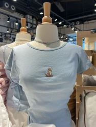 小さな女性のための半袖Tシャツ,ラウンドネック,カジュアルなスリムフィット,ヴィンテージ,甘い綿,夏,y2k