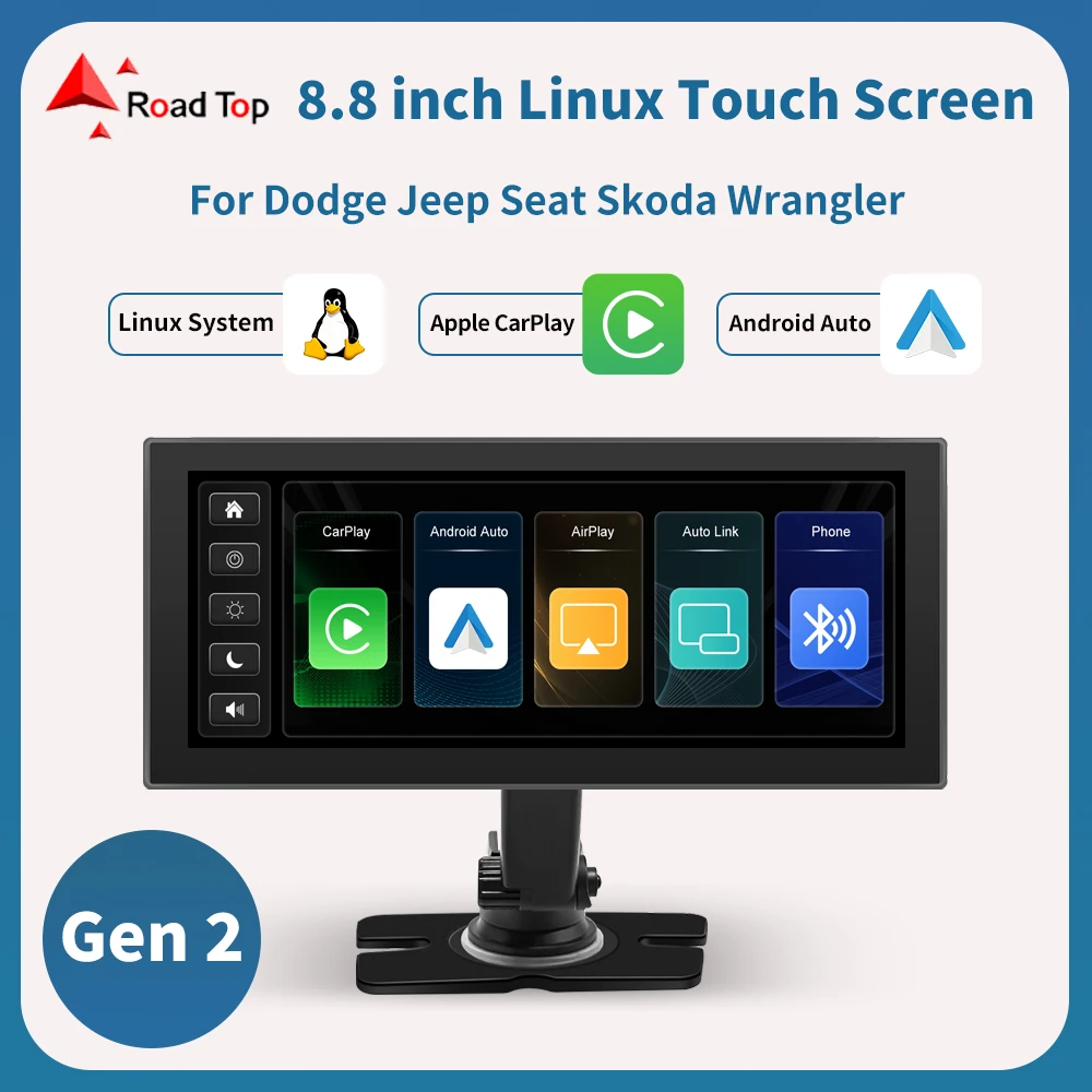 

Wireless Carplay Touch Screen For Dodge Jeep Seat Skoda Wrangler with Android Auto Mirror Link Bluetooth USB Play Rear Camera