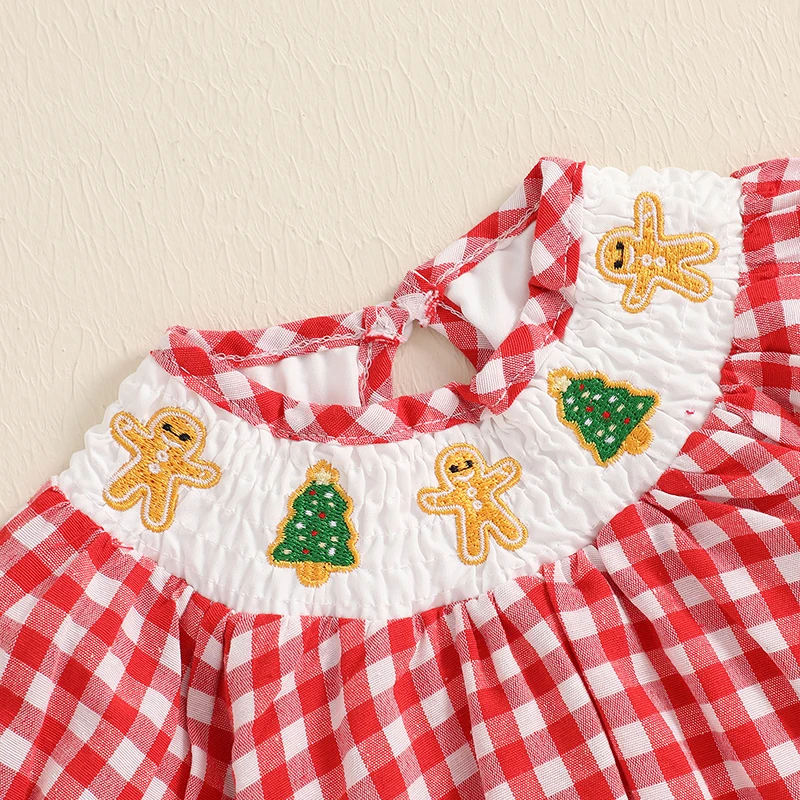 Bebê menina smocked natal macacão infantil menina roupa de natal vintage xadrez tropical roupas de natal verão