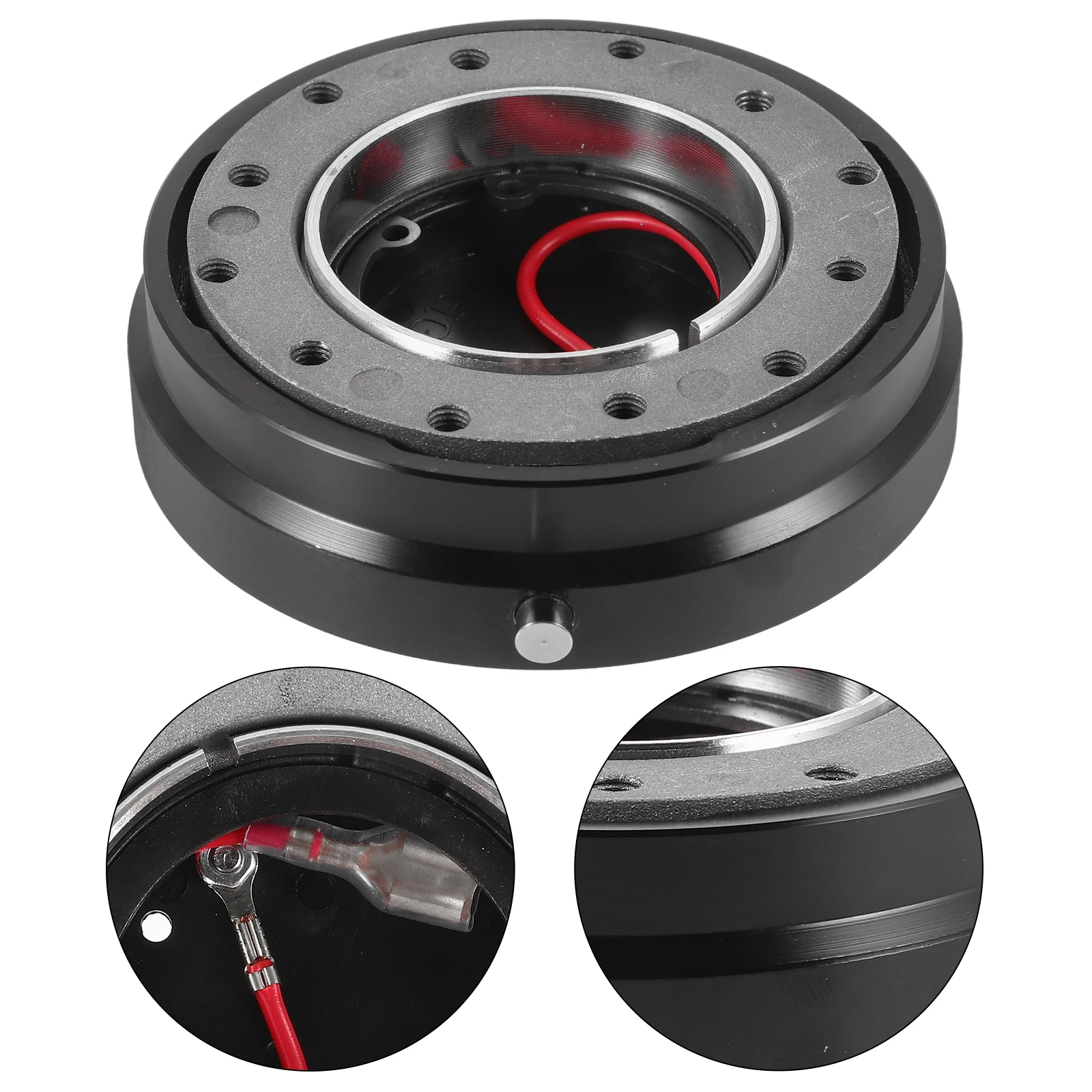 

Aluminum Alloy Quick Release Steering Wheel Hub Adapter Universal Fit Durable Lightweight Easy Installation Black Color Car